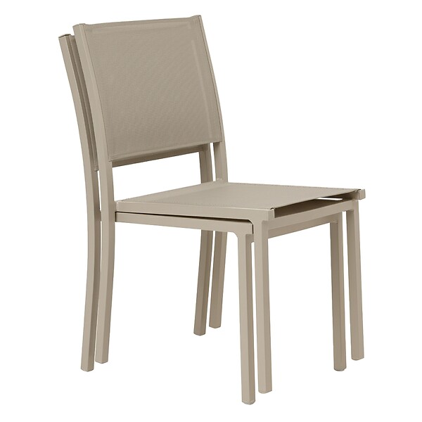 OVIALA - Lot de 2 chaises de jardin aluminium et textilène crème - Nice - large