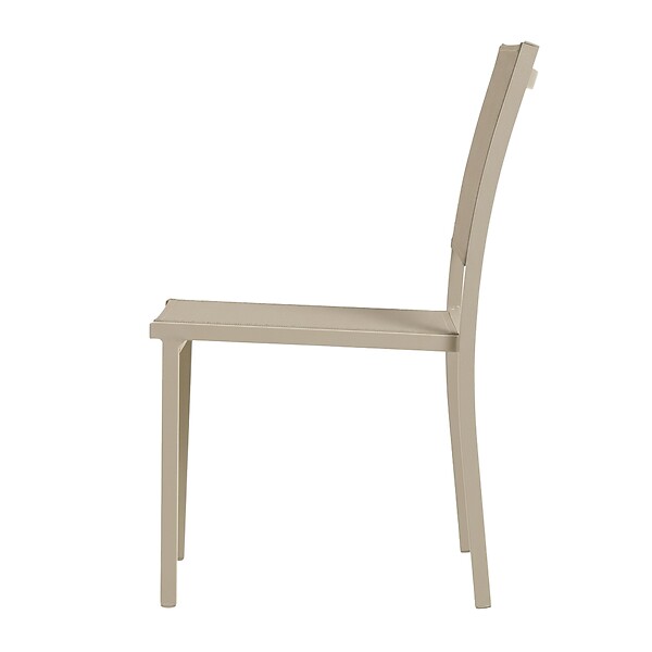 OVIALA - Lot de 2 chaises de jardin aluminium et textilène crème - Nice - large