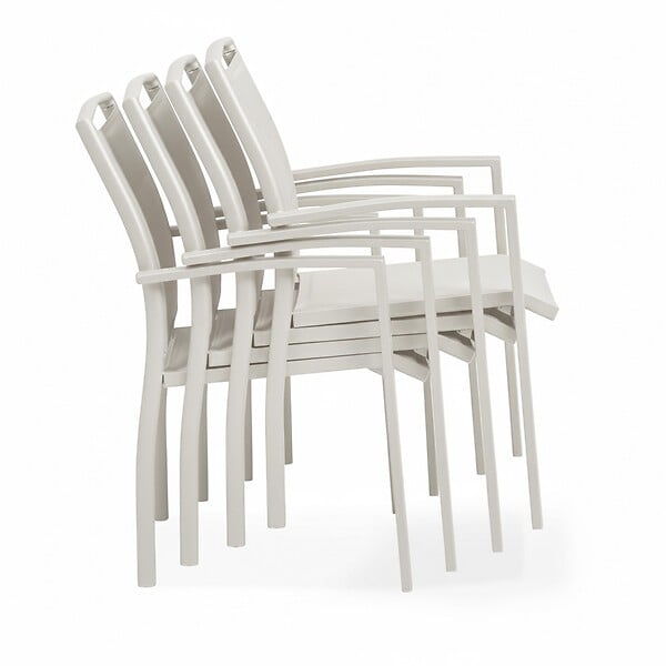 OVIALA - Lot de 2 fauteuils en aluminium crème - Butterfly - large