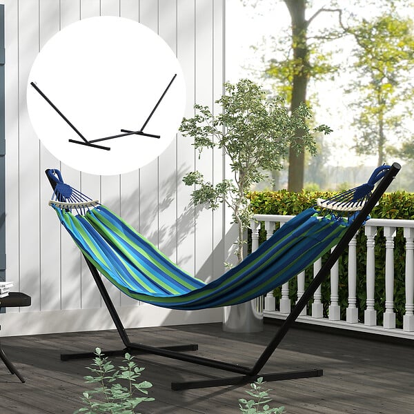 OUTSUNNY - Support pied de hamac structure robuste métal époxy noir dim. 3,60L x 0,92l x 1,15H m - large