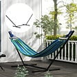 OUTSUNNY - Support pied de hamac structure robuste métal époxy noir dim. 3,60L x 0,92l x 1,15H m - vignette