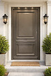 GD MENUISERIES - Porte d'entrée Bois Pleine Cassy Gris Quartz, H215 x L90 cm Côte Tableau p. Gauche (Poignée, Barillet ref N158RPL -IN158RCI) - vignette