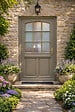GD MENUISERIES - Porte d'entrée Bois Vitrée Alban Gris Quartz, H215 x L90 cm Côte Tableau p. Gauche, (Poignée, Barillet ref N158RPL -IN158RCI) - vignette