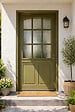 GD MENUISERIES - Porte d'entrée Bois Vitrée Andore Vert Gris Olive, H215 x L80 cm Côte Tableau p, Gauche (Poignée, Barillet ref 010403FP) - vignette