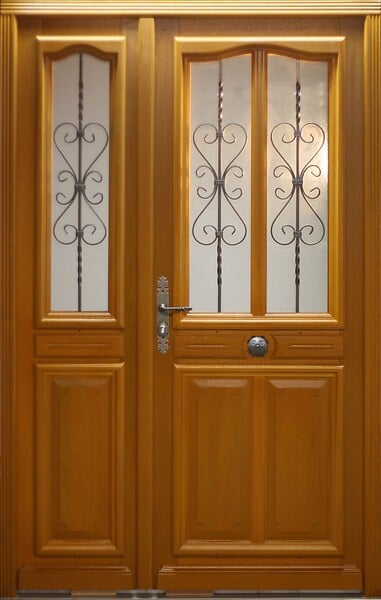 GD MENUISERIES - Porte d'entrée Bois Tiercée Carole H215xL140 cm Côte Tableau p.Droit, (Poignee, Barillet ref IN158RPL2 - IN303NEW) - large