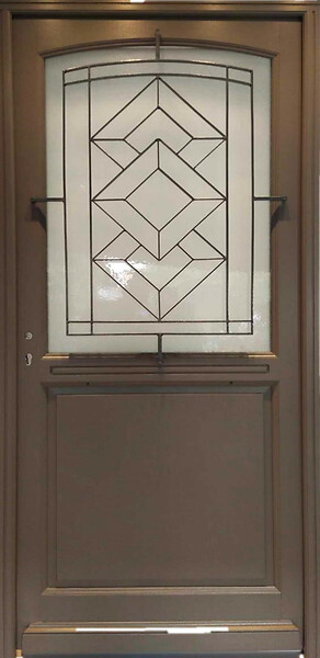 GD MENUISERIES - Porte d'entrée Bois Vitrée Elodie Gris Quartz, H215 x L90 cm Côte Tableau p.Droit, (Poignée, Barillet ref N158RPL -IN158RCI) - large