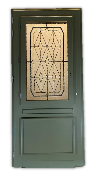 GD MENUISERIES - Porte d'entrée Bois Vitrée Canelle Vert Gris Olive, H215 x L90 cm Côte Tableau p,Droit (Poignee, Barillet ref 010403RFP) - large