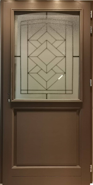 GD MENUISERIES - Porte d'entrée Bois Vitrée Elodie Gris Quartz, H215 x L90 cm Côte Tableau p. Gauche, (Poignée, Barillet ref 010723NO) - large