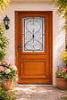 GD MENUISERIES - Porte d'entree Bois vitree, Curcuma, H215 x L80 cm Côte Tableau p.Droit (Poignee, Barillet ref 010403RFP) - vignette