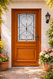 GD MENUISERIES - Porte d'entree Bois vitree, Curcuma, H215 x L80 cm Côte Tableau p.Gauche, (Poignee, Barillet ref IN158RPL2 - IN303NEW) - vignette