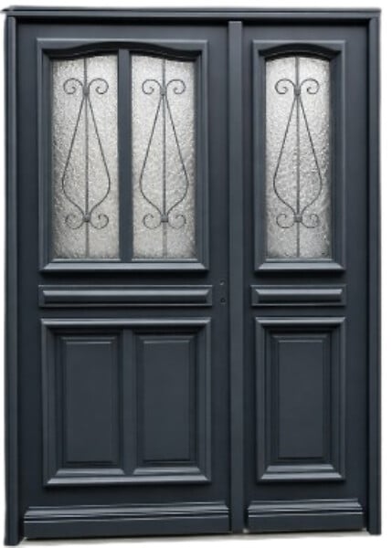 GD MENUISERIES - Porte d'entrée Bois Tiercée Mathilde Gris Anthr, H215xL140 cm Côte Tableau p, Gauche, (Poignee, Barillet ref IN158RPL2 - IN303NEW) - large