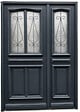 GD MENUISERIES - Porte d'entrée Bois Tiercée Mathilde Gris Anthr, H215xL140 cm Côte Tableau p, Gauche, (Poignee, Barillet ref IN158RPL2 - IN303NEW) - vignette