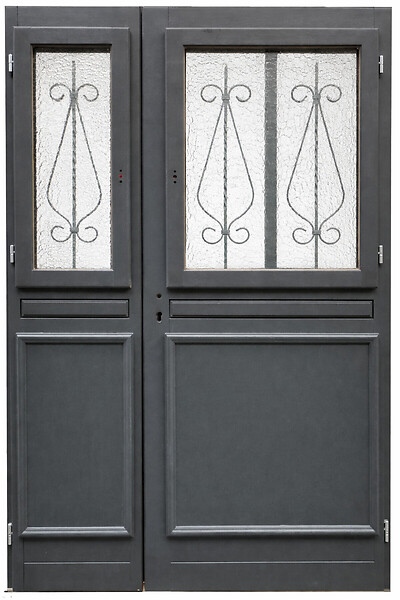 GD MENUISERIES - Porte d'entrée Bois Tiercée Mathilde Gris Anthr, H215xL140 cm Côte Tableau p, Gauche, (Poignee, Barillet ref IN158RPL2 - IN303NEW) - large
