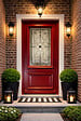 GD MENUISERIES - Porte d'entrée Bois Vitrée Canada Rouge pourpre, H215 x L90 cm Côte Tableau p.Droit (Poignee, Barillet ref 010403RFP) - vignette