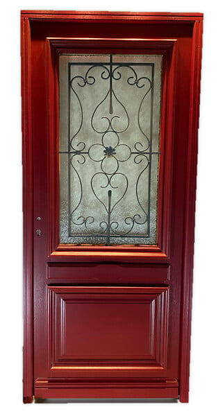 GD MENUISERIES - Porte d'entrée Bois Vitrée Canada Rouge pourpre, H215 x L90 cm Côte Tableau p.Droit (Poignee, Barillet ref 010403RFP) - large