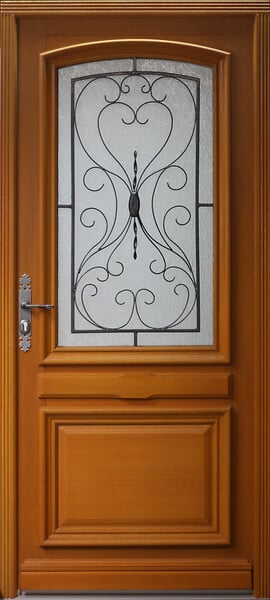 GD MENUISERIES - Porte d'entrée Bois vitrée, Curcuma, H215 x L90 cm Côte Tableau p.Droit - large