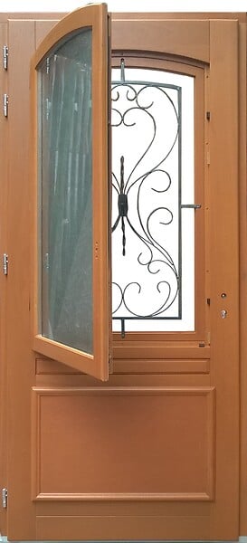 GD MENUISERIES - Porte d'entrée Bois vitrée, Curcuma, H215 x L90 cm Côte Tableau p.Droit - large