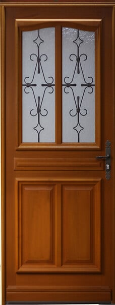 GD MENUISERIES - Porte d'entrée Bois Vitrée Perret, H215 x L90 cm Côte Tableau p. Gauche, (Poignee, Barillet ref 010403RFP) - large