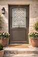 GD MENUISERIES - Porte d'entrée Bois Vitrée Elodie Gris Quartz, H215 x L90 cm Côte Tableau p.Droit (Poignee, Barillet ref 010403FP) - vignette