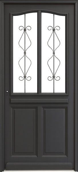 GD MENUISERIES - Porte d'entrée Bois Vitrée Sandro Gris Anthr., H215 x L90 cm Côte Tableau, p.Droit (Poignee, Barillet ref 010403FP) - large