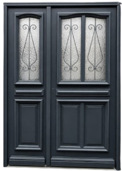 GD MENUISERIES - Porte d'entrée Bois Tiercée Mathilde Gris Anthr, H215xL140 cm Côte Tableau p.Droit (Poignee, Barillet ref 010403RFP) - large