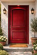 GD MENUISERIES - Porte d'entrée Bois Pleine Carene Rouge pourpre, H215 x L90 cm Côte Tableau, p.Droit (Poignée, Barillet ref N158RPL -IN158RCI) - vignette