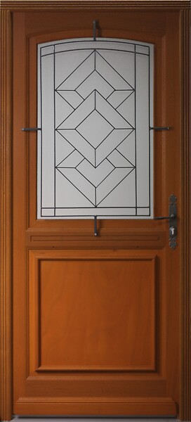 GD MENUISERIES - Porte d'entrée Bois Vitrée Elma, H215 x L90 cm Côte Tableau p.Gauche, (Poignée, Barillet ref 010723NO) - large