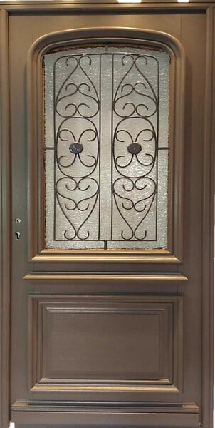 GD MENUISERIES - Porte d'entrée Bois Vitrée Adrien Gris Quartz, H215 x L90 cm Côte Tableau p.Droit (Poignee, Barillet ref 010403RFP) - large