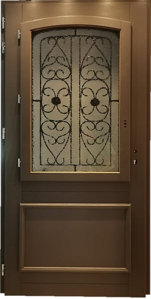 GD MENUISERIES - Porte d'entrée Bois Vitrée Adrien Gris Quartz, H215 x L90 cm Côte Tableau p.Droit (Poignee, Barillet ref 010403RFP) - large