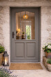 GD MENUISERIES - Porte d'entrée Bois Vitrée Santiago Gris Quartz, H215 x L90 cm Côte Tableau, p.Droit, (Poignée, Barillet ref 010723NO) - vignette
