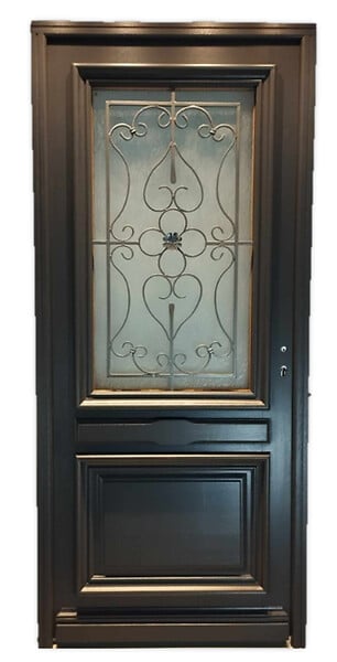 GD MENUISERIES - Porte d'entrée Bois Vitrée Candice Gris Anthr, H215 x L90 cm Côte Tableau p. Gauche (Poignee, Barillet ref 010403RFP) - large