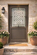 GD MENUISERIES - Porte d'entrée Bois Vitrée Elodie Gris Quartz, H215 x L90 cm Côte Tableau p.Droit, (Poignée, Barillet ref 010723NO) - vignette