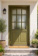 GD MENUISERIES - Porte d'entrée Bois Vitrée Andore Vert Gris Olive, H215 x L80 cm Côte Tableau p.Droit (Poignée, Barillet ref 010403FP) - vignette