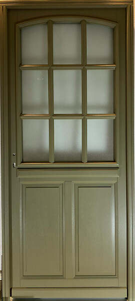 GD MENUISERIES - Porte d'entrée Bois Vitrée Andore Vert Gris Olive, H215 x L80 cm Côte Tableau p.Droit (Poignée, Barillet ref 010403FP) - large