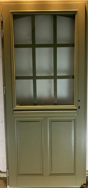 GD MENUISERIES - Porte d'entrée Bois Vitrée Andore Vert Gris Olive, H215 x L80 cm Côte Tableau p.Droit (Poignée, Barillet ref 010403FP) - large