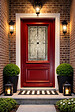 GD MENUISERIES - Porte d'entrée Bois Vitrée Canada Rouge pourpre, H215 x L90 cm Côte Tableau p.Gauche, (Poignee, Barillet ref IN158RPL2 - IN303NEW) - vignette