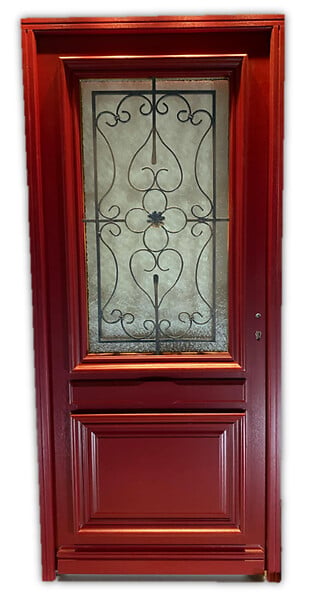 GD MENUISERIES - Porte d'entrée Bois Vitrée Canada Rouge pourpre, H215 x L90 cm Côte Tableau p.Gauche, (Poignee, Barillet ref IN158RPL2 - IN303NEW) - large