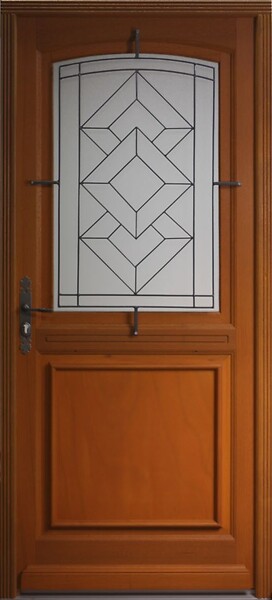 GD MENUISERIES - Porte d'entrée Bois Vitrée Elma, H215 x L90 cm Côte Tableau, p.Droit, (Poignée, Barillet ref N158RPL -IN158RCI) - large