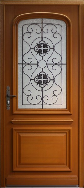 GD MENUISERIES - Porte d'entrée Bois Vitrée Adele, H215 x L90 cm Côte Tableau p. Gauche, (Poignee, Barillet ref IN158RPL2 - IN303NEW) - large