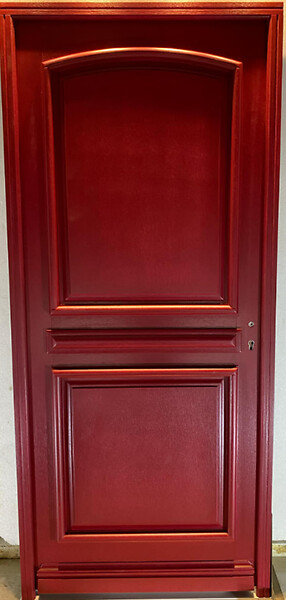GD MENUISERIES - Porte d'entrée Bois Pleine Carene Rouge pourpre, H215 x L90 cm Côte Tableau p.Gauche, (Poignée, Barillet ref 010723NO) - large