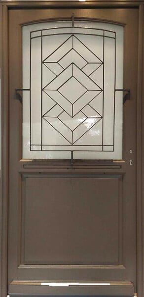 GD MENUISERIES - Porte d'entrée Bois Vitrée Elodie Gris Quartz, H215 x L90 cm Côte Tableau p. Gauche, (Poignée, Barillet ref N158RPL -IN158RCI) - large