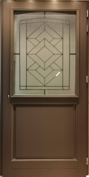 GD MENUISERIES - Porte d'entrée Bois Vitrée Elodie Gris Quartz, H215 x L90 cm Côte Tableau p. Gauche, (Poignée, Barillet ref N158RPL -IN158RCI) - large