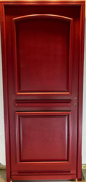 GD MENUISERIES - Porte d'entrée Bois Pleine Carene Rouge pourpre, H215 x L90 cm Côte Tableau p.Gauche (Poignée, Barillet ref N158RPL -IN158RCI) - large