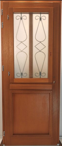 GD MENUISERIES - Porte d'entrée Bois Vitrée Baya, H200 x L80 cm Côte Tableau p.Droit, (Poignee, Barillet ref IN158RPL2 - IN303NEW) - large