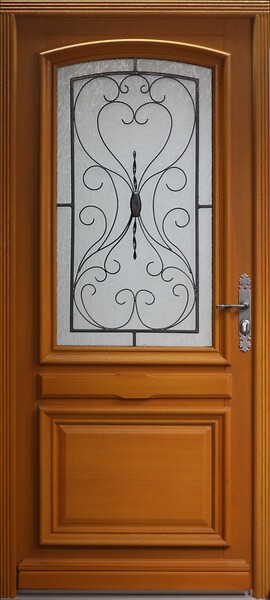 GD MENUISERIES - Porte d'entrée Bois vitrée, Curcuma, H215 x L90 cm Côte Tableau p.Gauche - large