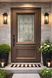 GD MENUISERIES - Porte d'entrée Bois Vitrée Camille Gris Quartz, H215 x L90 cm Côte Tableau p.Droit (Poignee, Barillet ref 010403RFP) - vignette