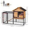 PAWHUT - Clapier cage à lapins cottage - niche supérieure avec rampe et enclos extérieur - plateau excrément, fenêtre, 2 portes verrouillables - métal époxy pin pré-huilé - vignette