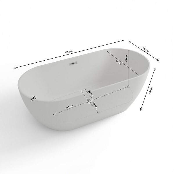 SPALINA - Baignoire îlot Ovale Eden 169 169 X80 X58 Cm, By Spalina - large