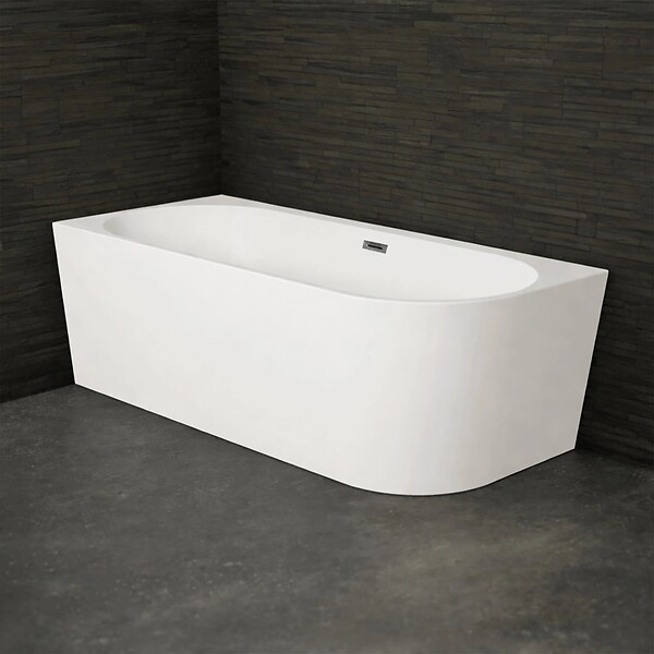 SPALINA - Baignoire Semi-îlot Murale D'angle Capri 180 Gauche Blanche + Robinetterie Infinite Chromée 180 X81 X58 Cm, By Spalina - large