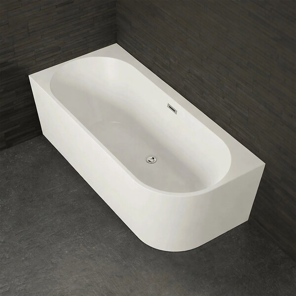 SPALINA - Baignoire Semi-îlot Murale D'angle Capri 180 Gauche Blanche + Robinetterie Infinite Chromée 180 X81 X58 Cm, By Spalina - large